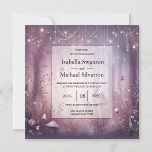 Convite Luzes de Fadas de Lavanda Mágicas para Casamento