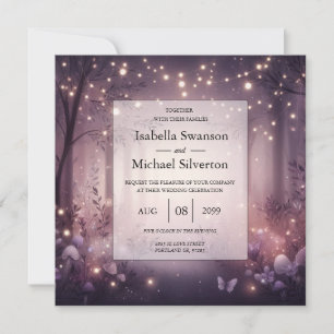 Convite Luzes de Fadas no Brilho do Bosque de Casamento