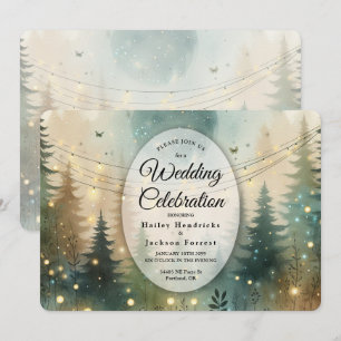 Convite Luzes de Fadas para Casamento na Floresta de Pinhe