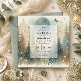 Convite Luzes de Fadas para Casamento na Floresta de Pinhe