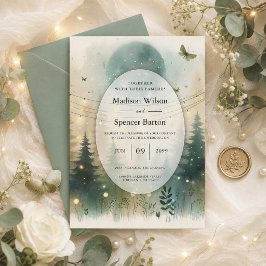 Convite Luzes de Fadas para Casamento na Floresta de Pinhe
