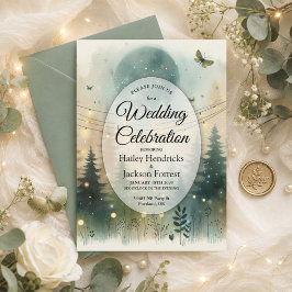 Convite Luzes de Fadas para Casamento na Floresta de Pinhe