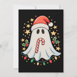 Convite Luzes de Fantasma Fofas Árvore Bolo Feliz Natal Xm