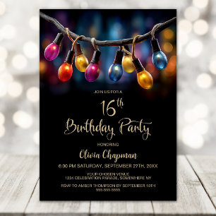 Convite Luzes de Festa Aniversário de 16 Anos
