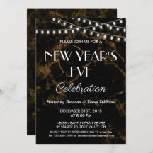 Luzes de festa Douradas em mármore preto