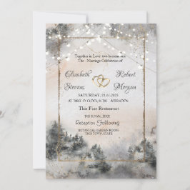 Convite Luzes de Floresta Árvores Bosque Casamento