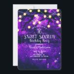 Convite Luzes De Floresta Encantadas Rústicas Roxas Doce 1<br><div class="desc">Convites à Árvore Florestal Encantada. Personalizar para qualquer evento.</div>