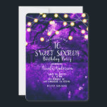 Convite Luzes De Floresta Encantadas Rústicas Roxas Doce 1<br><div class="desc">Convites à Árvore Florestal Encantada. Personalizar para qualquer evento.</div>