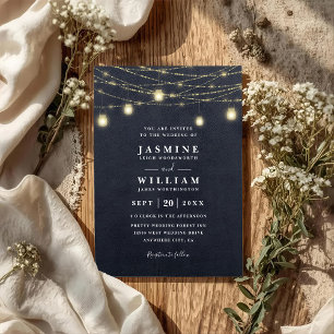 Convite Luzes de Jarro de Mason Brilhante Casamento Rústic