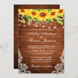 Convite Luzes de madeira de girassol