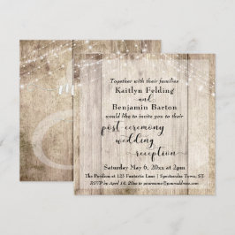 Convite Luzes de Madeira Rústica no Posto de Cerimônia Rec