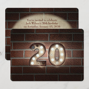 Convite Luzes de marca-Festa de aniversário de 20 acesas