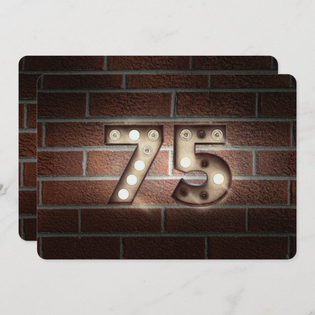 Convite Luzes de marque-Festa de aniversário 75 acendem (Frente/Verso)