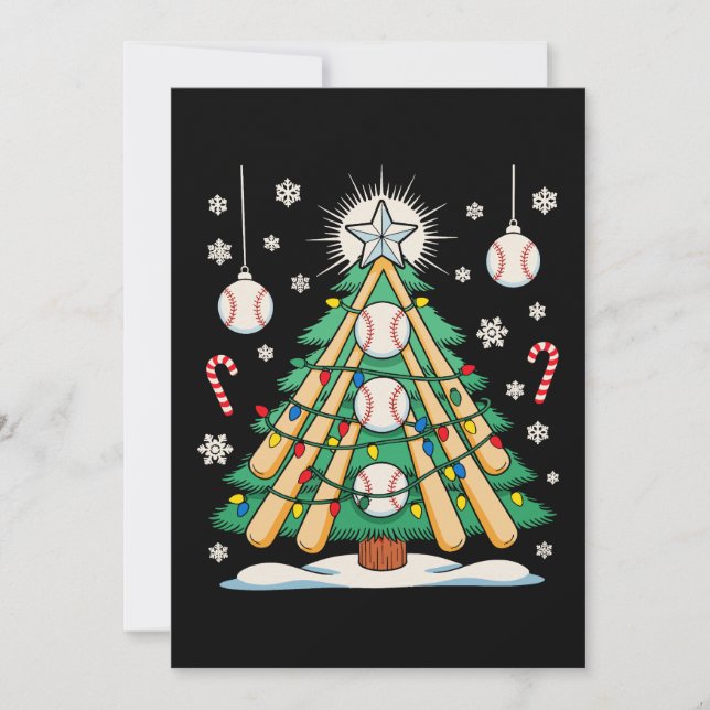 Convite Luzes de Natal de Beisebol Enfeites de Árvore de N (Frente)
