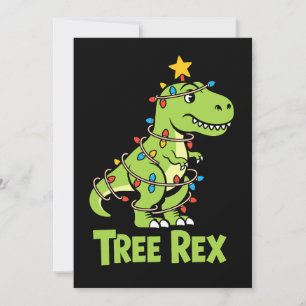 Convite Luzes de Natal de Dinossauro T Rex Árvore Estrela 