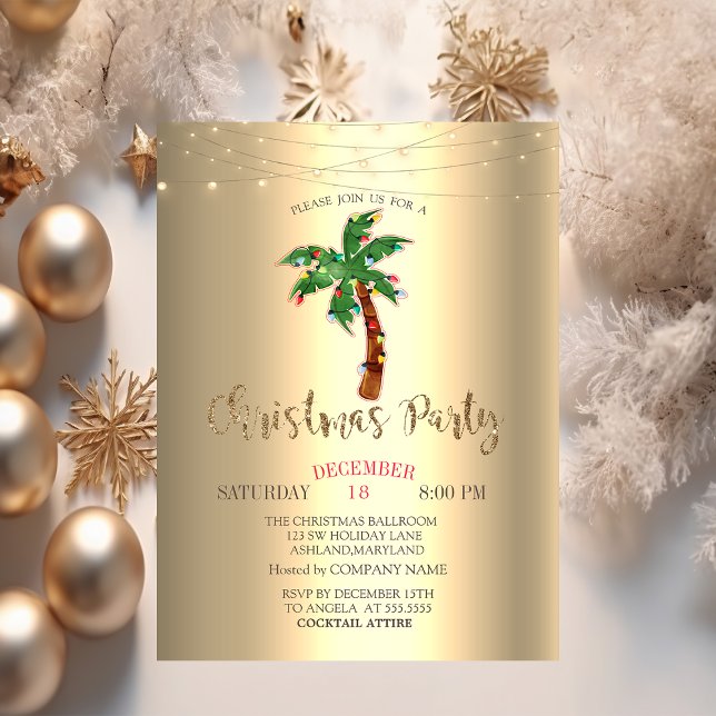 Convite Luzes de Natal em Cordão com Palmeira Dourada (Criador carregado)