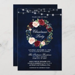Convite Luzes de Natal Floral de Aquarela Elegante