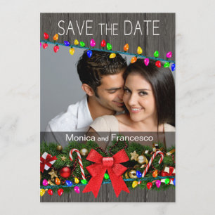 Convite Luzes de Natal Foto em Madeira Data de Salvamento