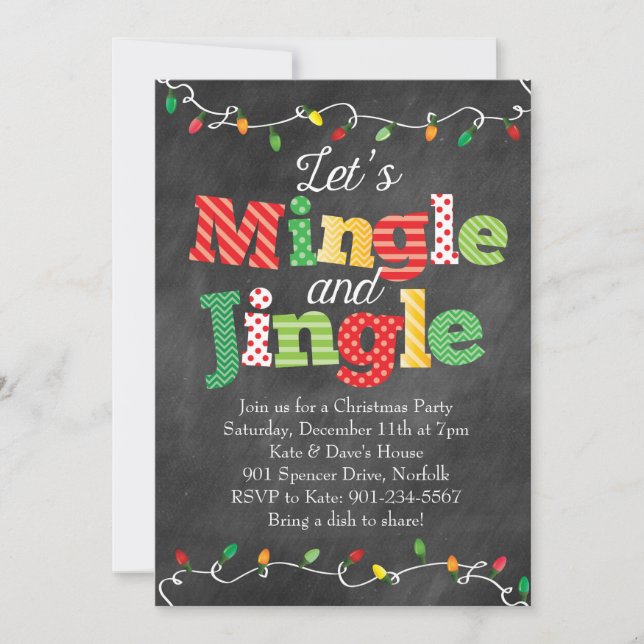Convite Luzes de Natal Mingle & Jingle (Frente)