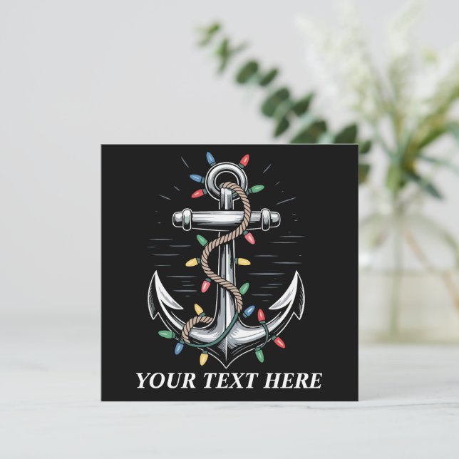 Convite Luzes de Natal Personalizadas Embarcações à Vela  (Em pé/Frente)
