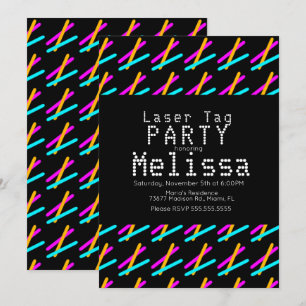Convite Luzes de Neon de Laser Tag Brilho no Escuro Festa 
