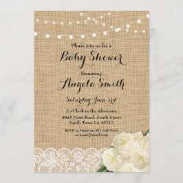 Convite Luzes de renda de Rosa de Chá de fraldas de Festa 