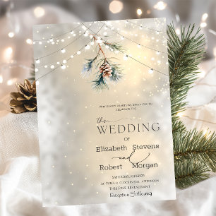 Convite Luzes de String de Pinheiro Natal Casamento