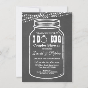 Convite Luzes de string de quadro I DO CHURRASCO Mason Jar