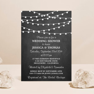 Convite Luzes de string modernas no Chá de casamento do q