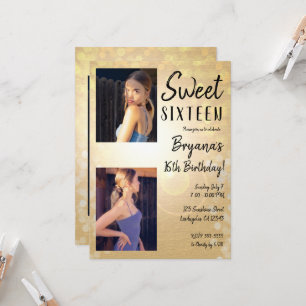 Convite Luzes de Verão Dourado Festa de Aniversário de Swe