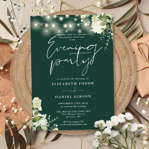 Convite Luzes de Verdura Esmeralda para Casamento à Noite 