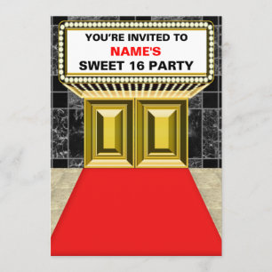Convite Luzes do doce 16 do famoso de Broadway -