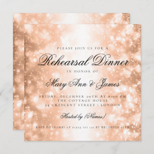 Convite Luzes do Shimmer Douradas do Rosa de Janto de ensa