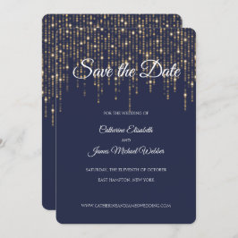 Convite Luzes Douradas, Azul da Meia-Noite, Salve a Data