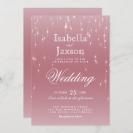 Convite Luzes Douradas das estrelas com Rosa