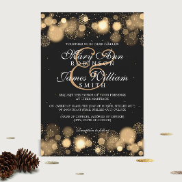 Convite Luzes Douradas do Casamento no inverno elegante
