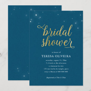 Convite Luzes Douradas do Chá de panela de aparência simpl