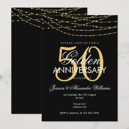 Convite Luzes Douradas Glamourosas 50º Aniversário de Casa