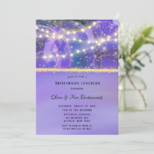 Convite Luzes Douradas Roxas Alas Eetéreas Almoçadas por P