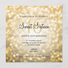 Convite Luzes Dourados do brilho da festa de aniversário