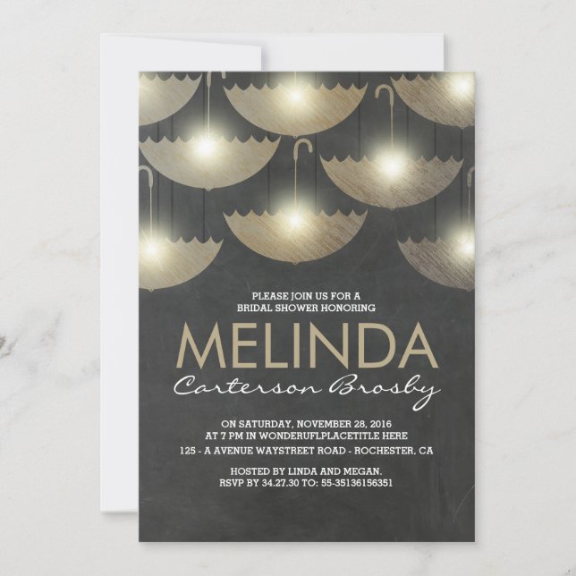 Convite Luzes e Chá de panela de quadro chalkboard (Frente)