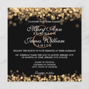 Convite Luzes elegantes do ouro do casamento