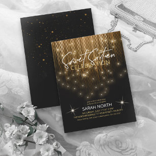 Convite Luzes em cascata Doce 16 Dourado ID790
