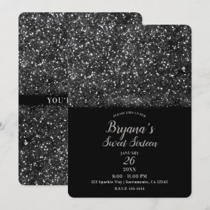 Convite Luzes Espelhadas Prateadas Festa Sweet 16