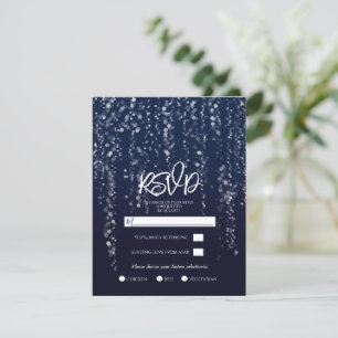Convite Luzes Estrela Enfeitiçadas Prata Azul Doce 16 RSVP