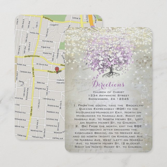 Convite Luzes Estrelas Conto de Fadas Lavanda Enclosure Ca (Frente/Verso)