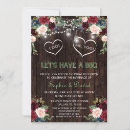 Convite Luzes Florais Rosa Borgonha Madeira EU FAÇO CHURRA