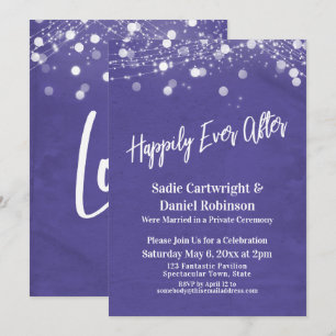 Convite Luzes Grunge Felizes para Sempre Recepção Roxo