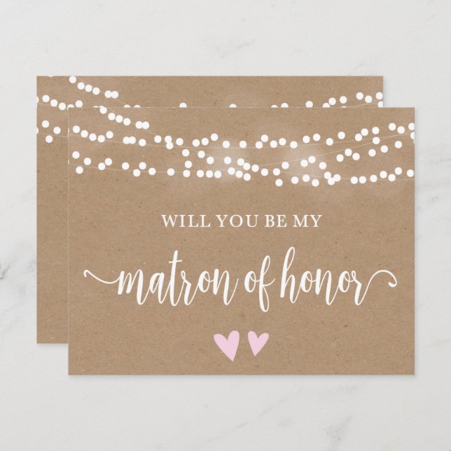 Convite Luzes Kraft Você Será Minha Dama De Honra (Frente/Verso)