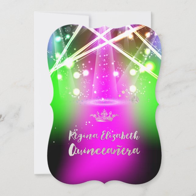 Convite Luzes laser PixDezines Quinceanera/Sweet 15 (Frente)